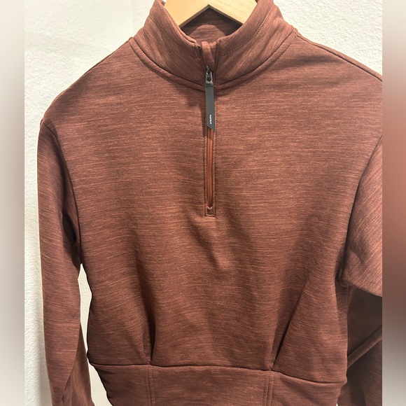 Athleta Women's Altitude Polartec Half Zip Sweatshirt Mahogany Heather - Picture 3 of 7